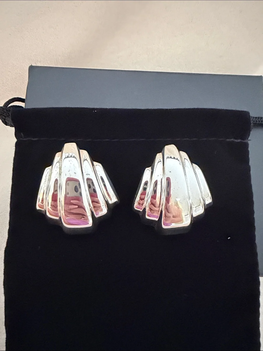 Sterling Silver Fan Shell Earrings